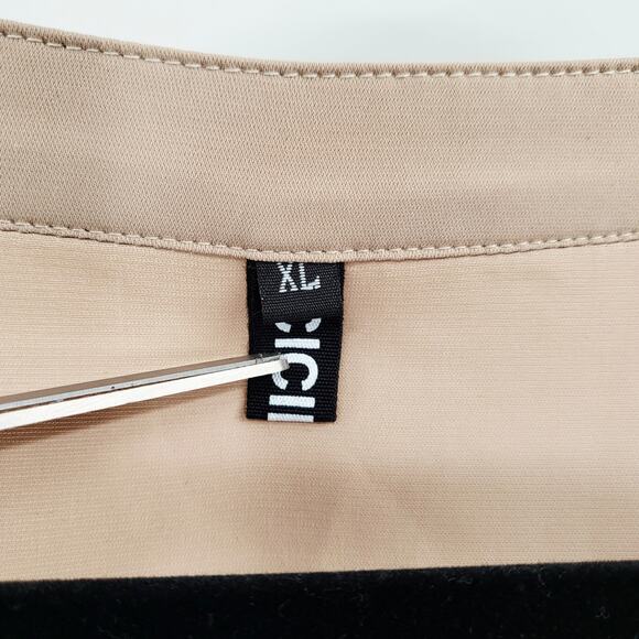 CICIBIRD Beige Peplum Button-Up Chiffon Sleeveless Tie Waist Blouse Top Sz XL - Picture 5 of 9